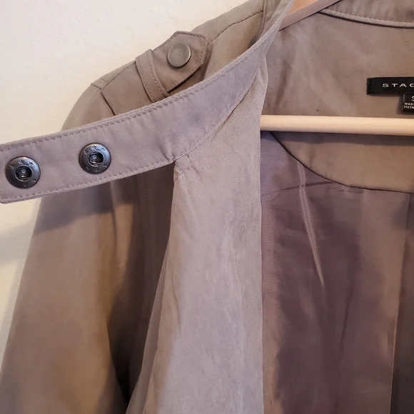 Staccato Taupe Lightweight Faux Suede Satin Lined Moto Jacket Outerwear - Picture 8 of 15